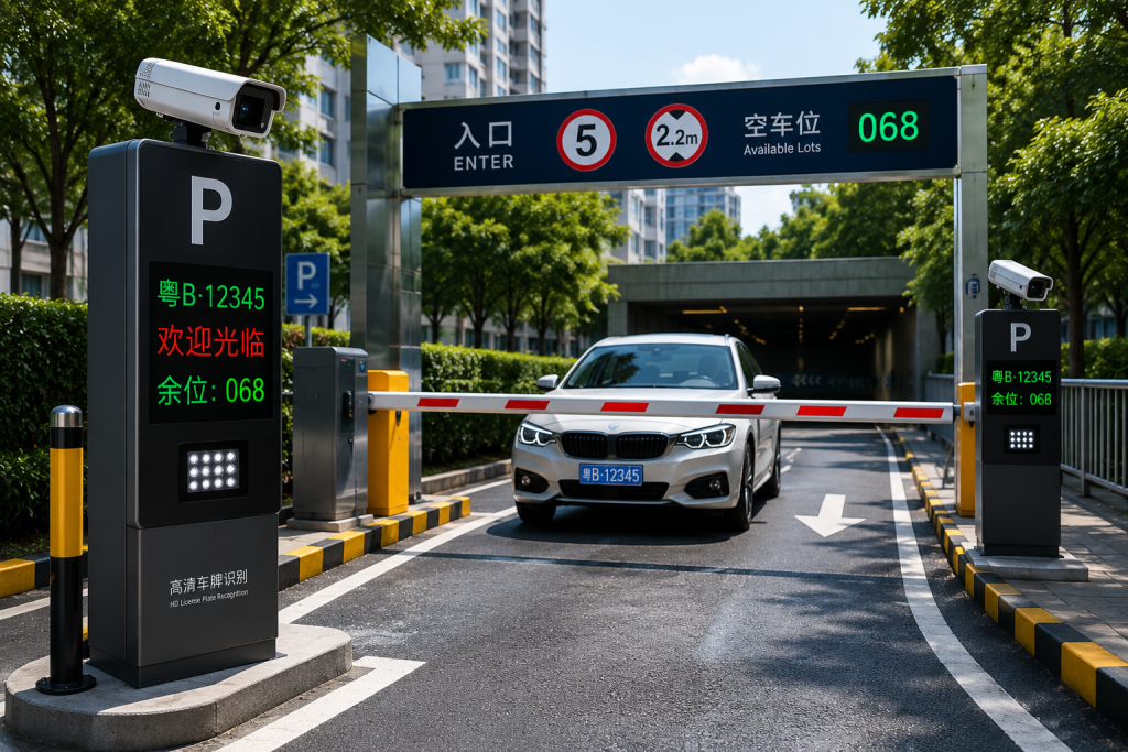 车牌识别道闸应用场景，适合小区、商业停车场、园区和工厂出入口